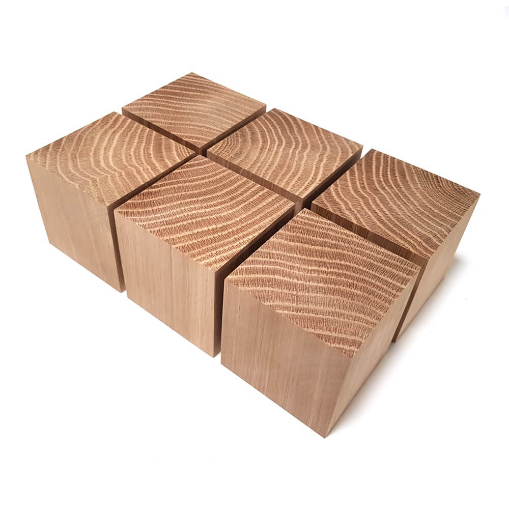 Solid OAK x 6 cubes 60 mm / 2 ¼ inch