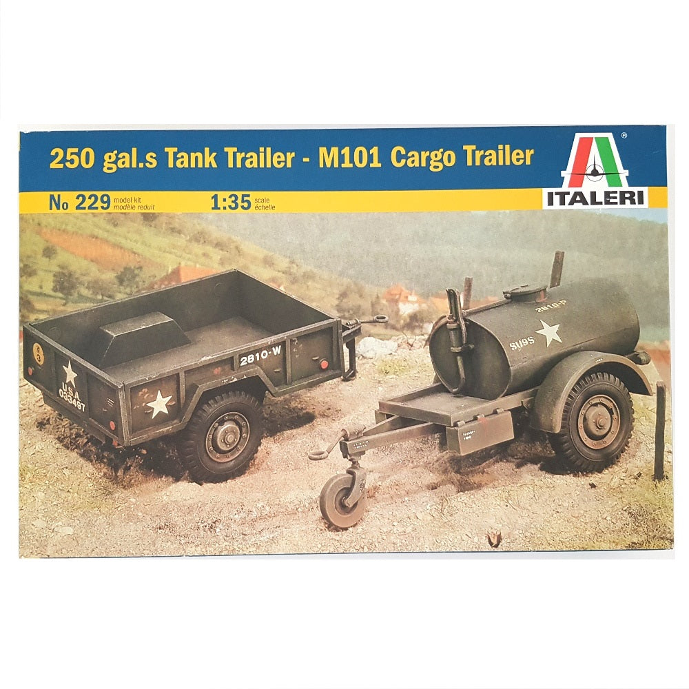 1:35 US Army 250 Gallons Tank Trailer and M101 Cargo Trailer - ITALERI