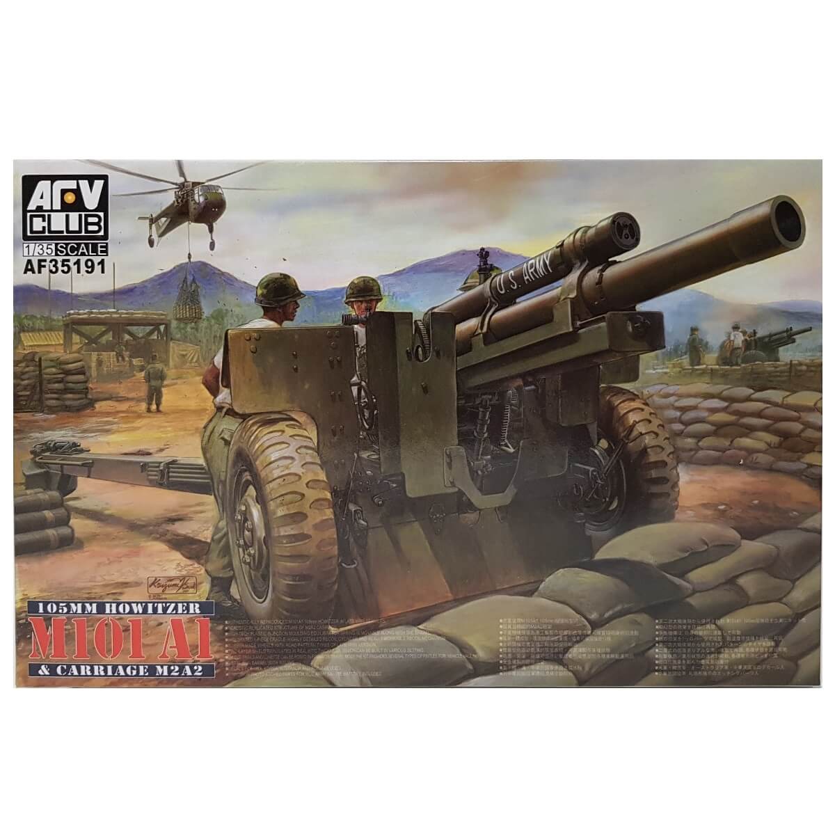 1:35 US 105mm Howitzer M101A1 on Carriage M2A2 - AFV CLUB