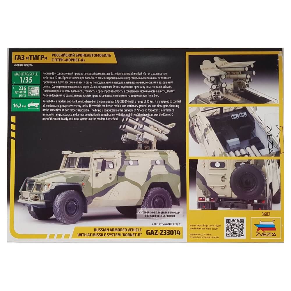 1:35 Russian GAZ-233014 Armored Vehicle with KORNET-D Missile System - ZVEZDA