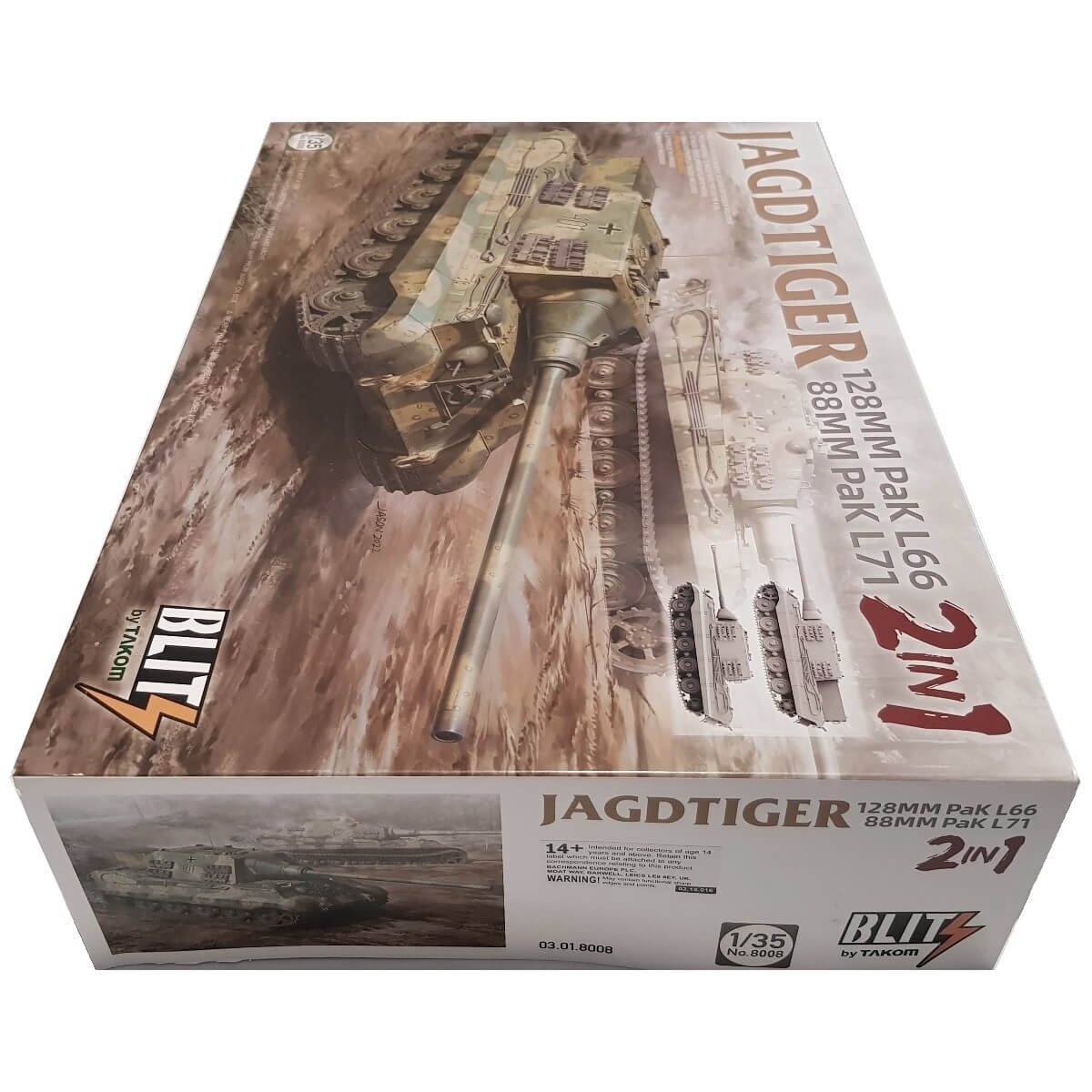 Takom 1:35 Jagdtiger 2-in-1 Modellbausatz – Wahlweise Mit 128mm PaK L66 Oder 88mm PaK L71, Inkl. Ätzteilen Und Segmentketten, Für Fortgeschrittene Modellbauer (Kleber & Farbe Nicht Enthalten) Takom 1:35 Jagdtiger 2-in-1 Modellbausatz – Wahlweise Mit 128mm PaK L66 Oder 88mm PaK L71, Inkl. Ätzteilen Und Segmentketten, Für Fortgeschrittene Modellbauer (Kleber & Farbe Nicht Enthalten)